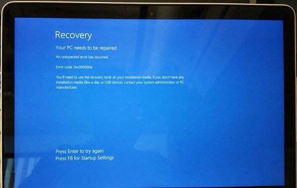 Recovery-Error 0xc000000e Windows 7