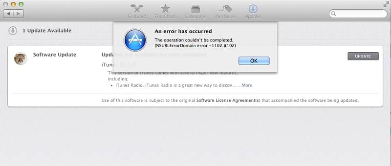 apple security update error