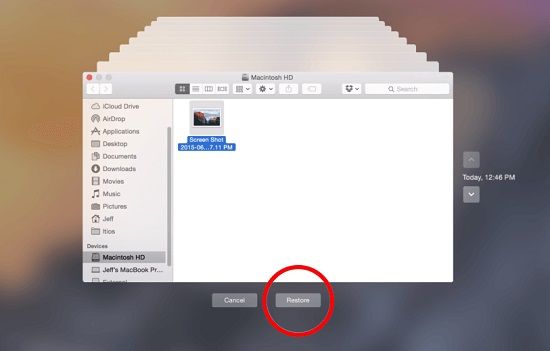new mac time machine restore some files