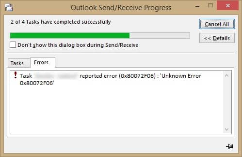 What Does the Outlook Error Code 0x80072f06 Mean