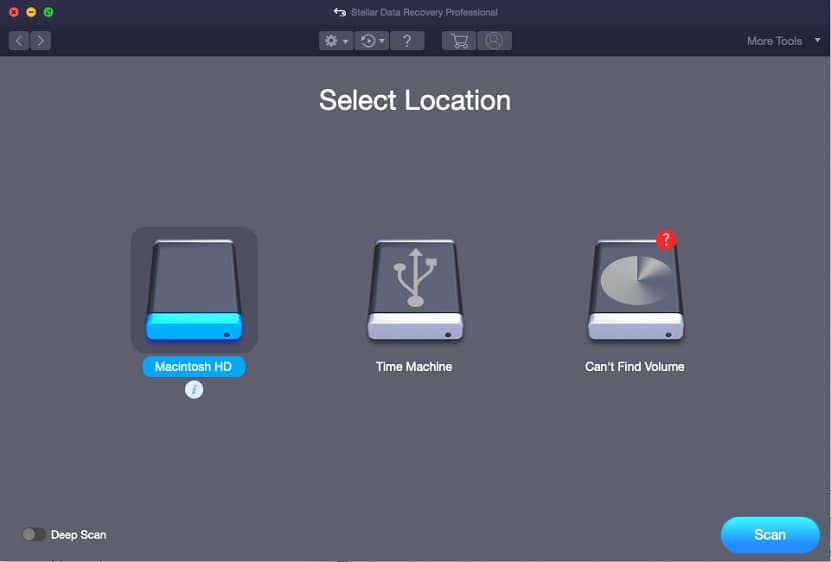 Select location - Mac Data Recovery