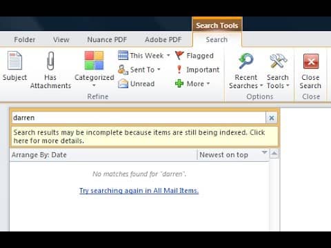 Fix the Incomplete Search Results Issue - outlook 2016 search not showing all results
