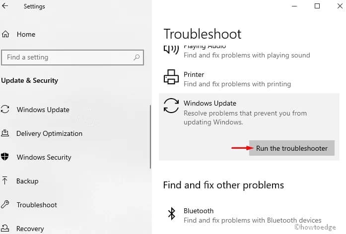 Run Troubleshooter - fix Windows 10 error 0x800f0922