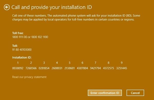 enter installation ID - 0x803f7001 windows 10