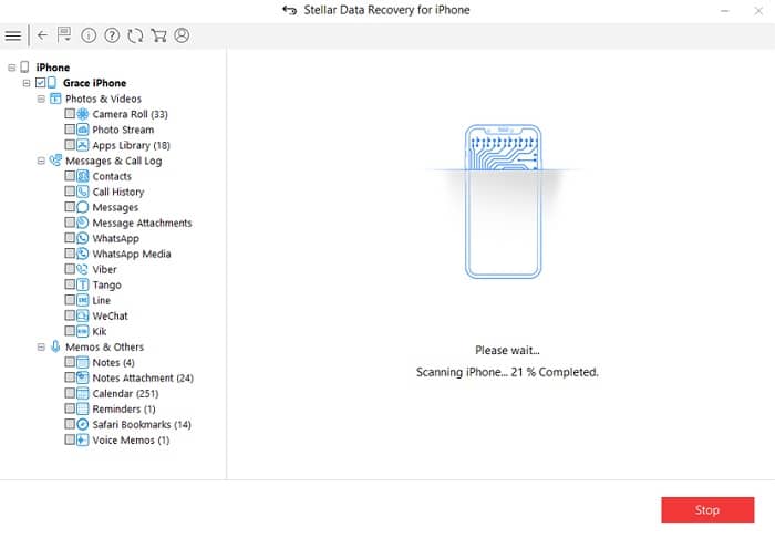 how to use Stellar Data Recovery for iPhone for windows - step 2