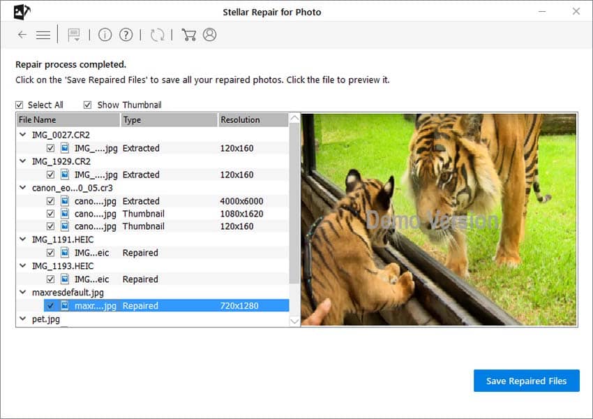 select save repaired files - photo repair online