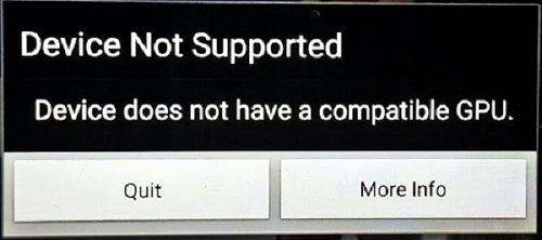 Android Device Not Supported Error