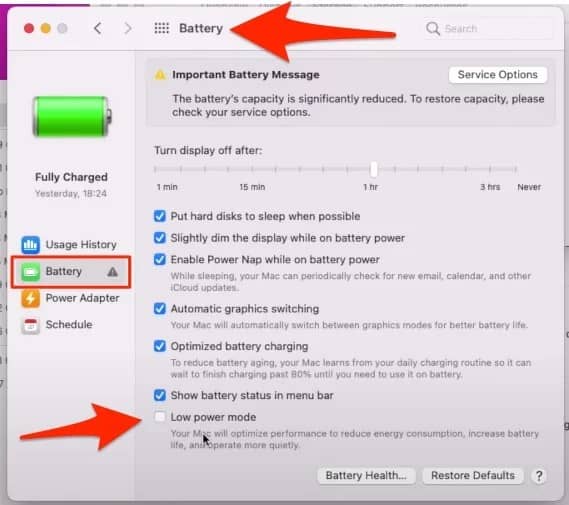 enable-low-power-mode-on-macbook-with-monterey - How to keep a MacBook's battery healthy
